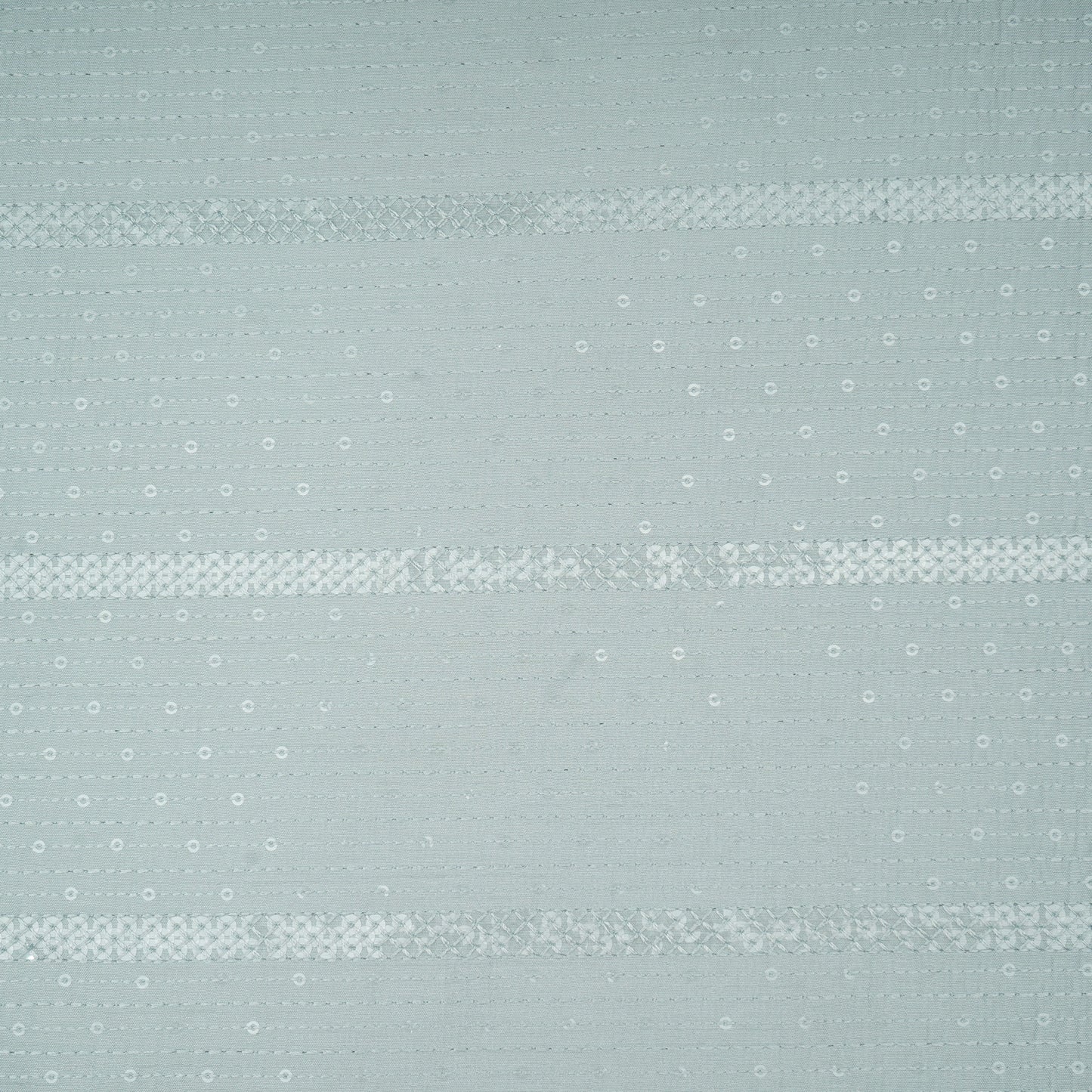 Powder Blue Thread Sequins Embroidery Russian Silk Fabric 19531