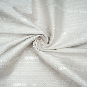 Light Beige Thread Sequins Embroidery Russian Silk Fabric 19532