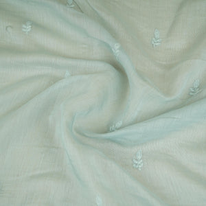 Sky Blue Chikankari embroidery with Tissue border Mul Chanderi Fabric SNA-29638 - TradeUNO