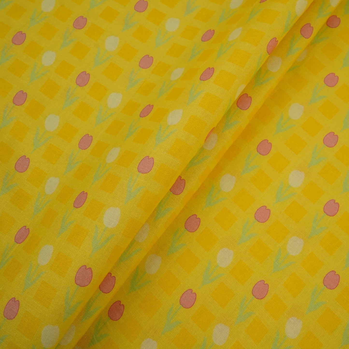 Lemon Yellow floral print 40s Pure Linen Fabric VF-31355