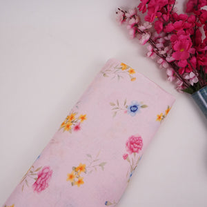 Light Pink floral print 40s Pure Linen Fabric VF-31347 - TradeUNO