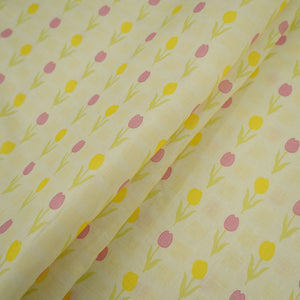 Cream floral print 40s Pure Linen Fabric VF-31351 - TradeUNO