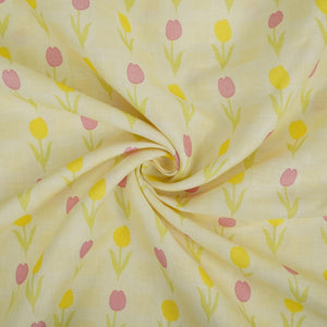 Cream floral print 40s Pure Linen Fabric VF-31351 - TradeUNO