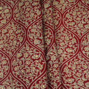 Maroon Foil floral print Eri Cotton Fabric MTFG-31071 - TradeUNO