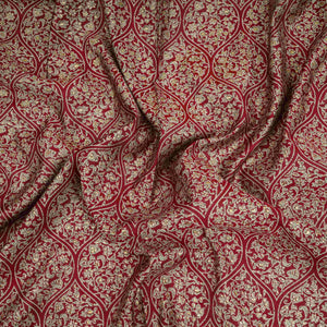 Maroon Foil floral print Eri Cotton Fabric MTFG-31071 - TradeUNO