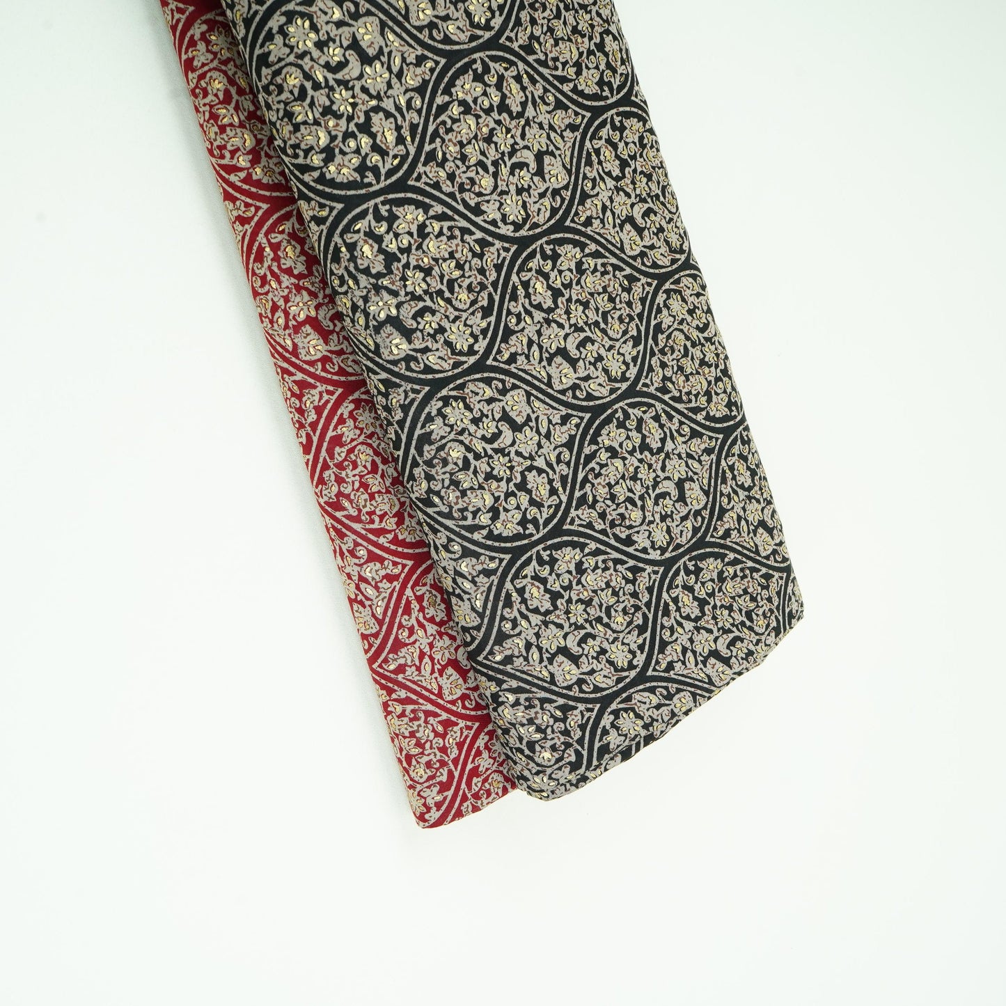 Maroon Foil floral print Eri Cotton Fabric MTFG-31071