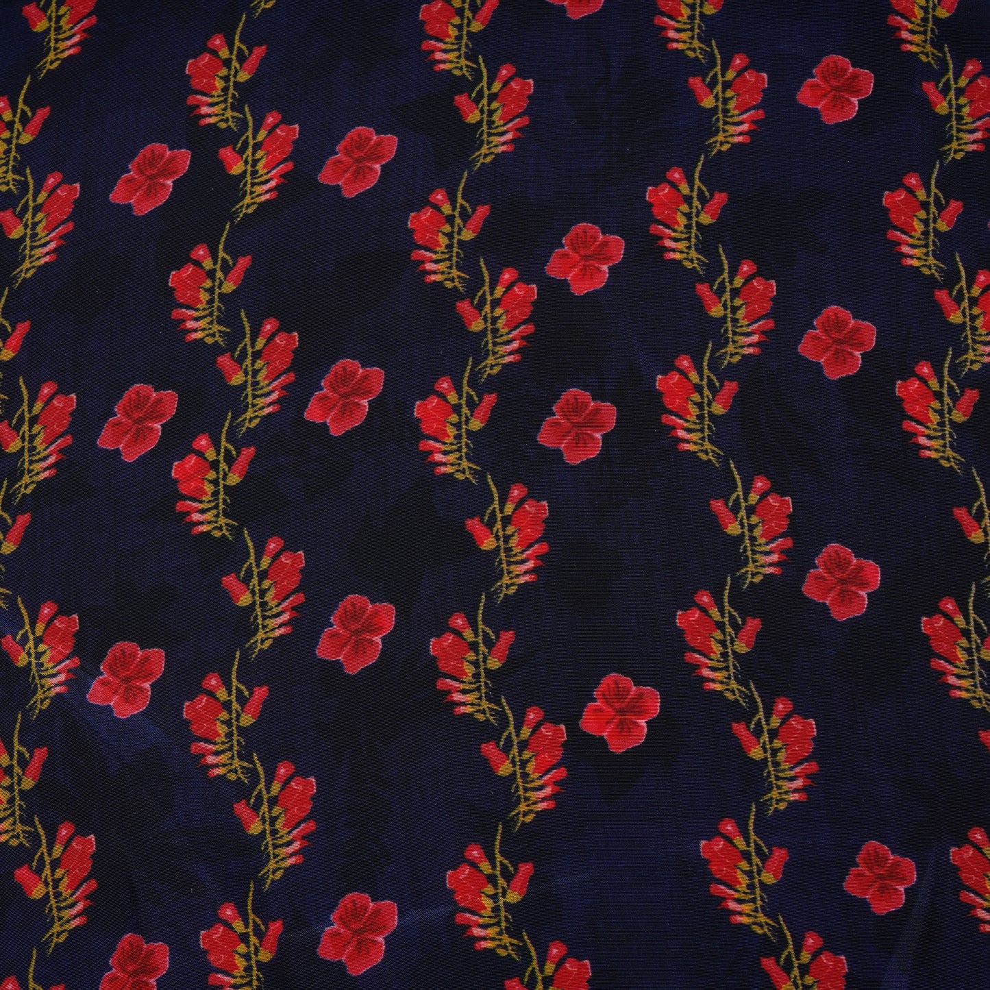 Blue Floral Print Natural Crepe Fabric 21054