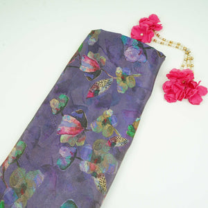 Violet floral print Tissue Fabric MTFG-31107 - TradeUNO