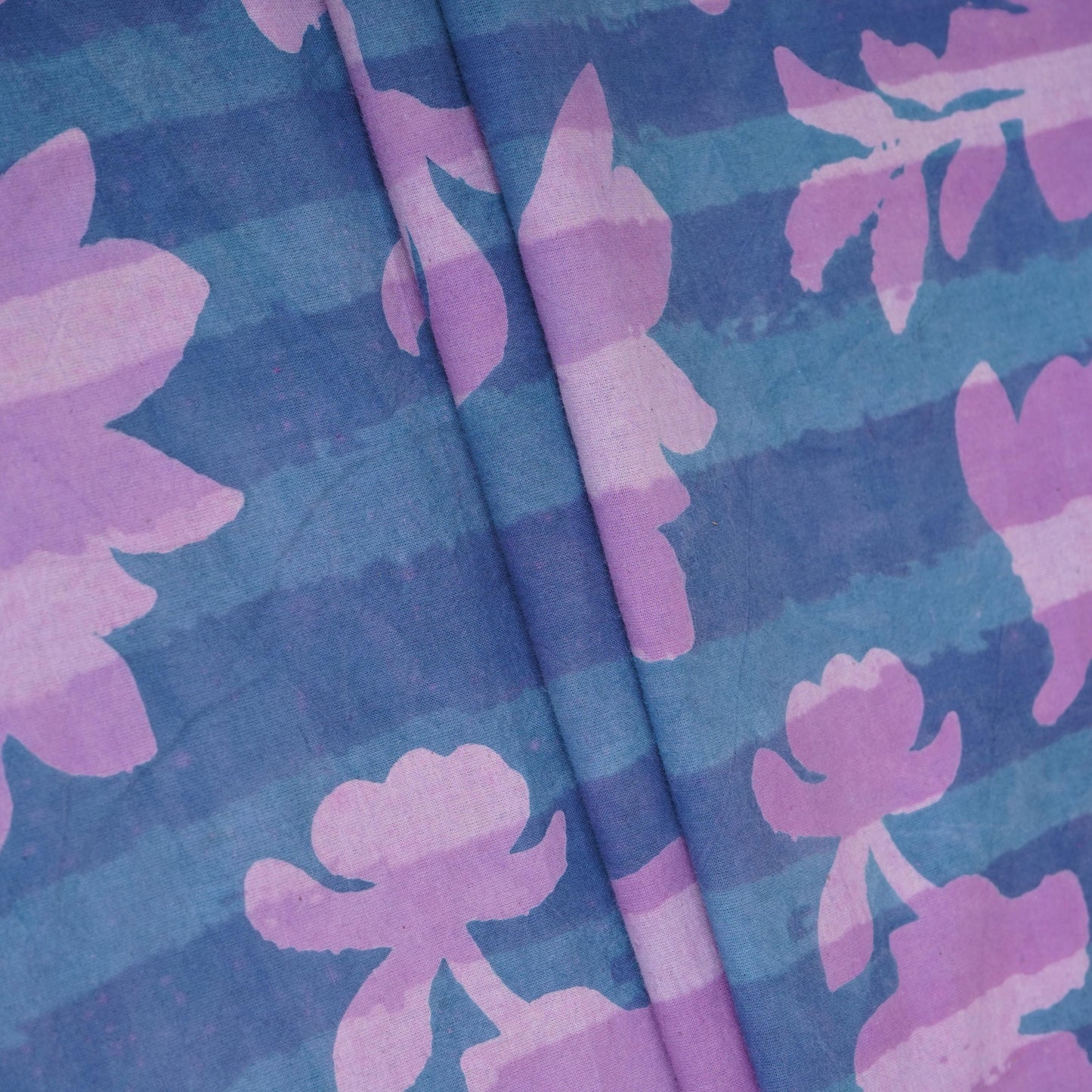 Light Blue with Multicolor Dabu Foil Print Cotton Fabric NC-29661