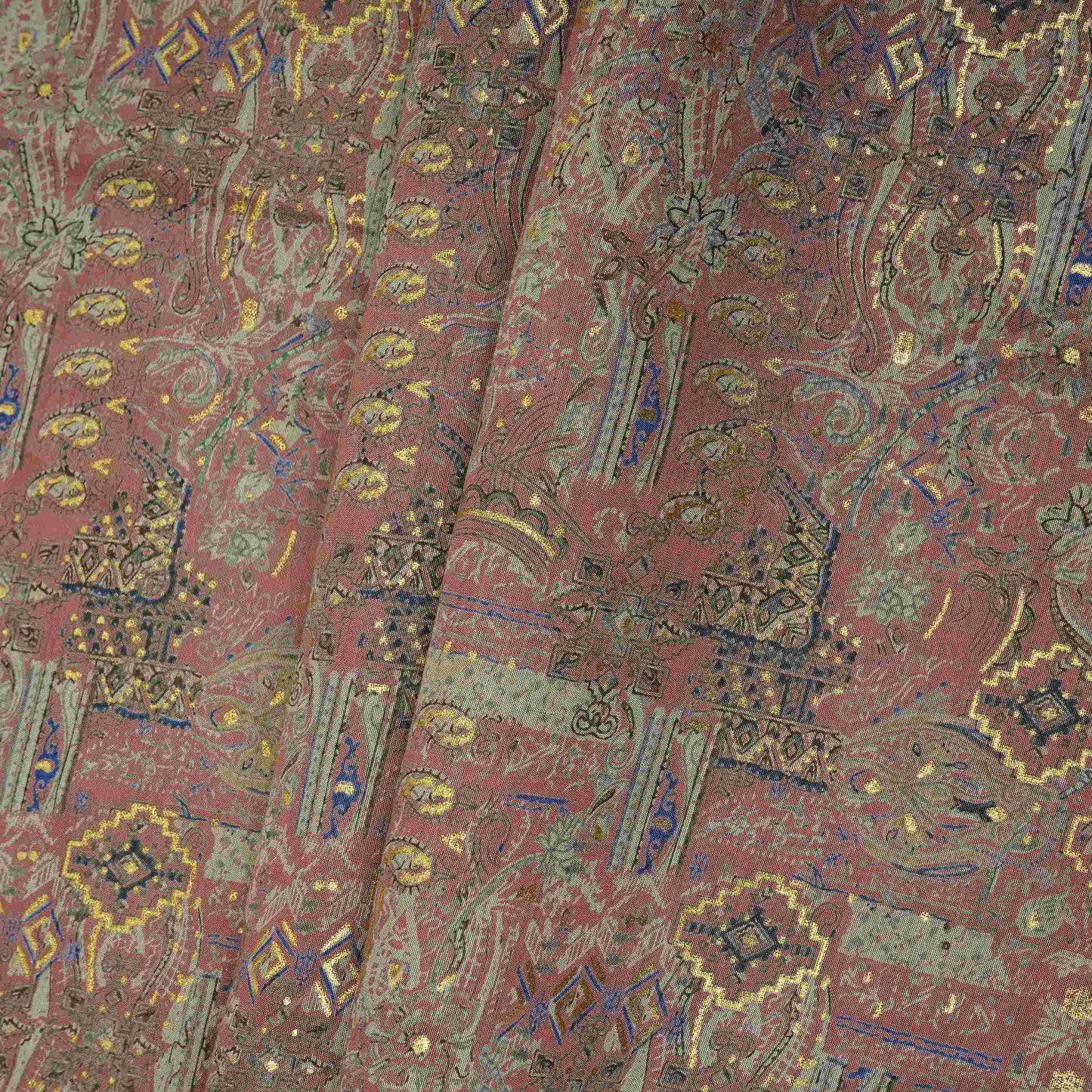 Mauve Pink Foil Traditional print Eri Cotton Fabric MTFG-31070