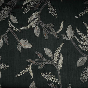 Black Foil floral print Eri Cotton Fabric MTFG-31063 - TradeUNO