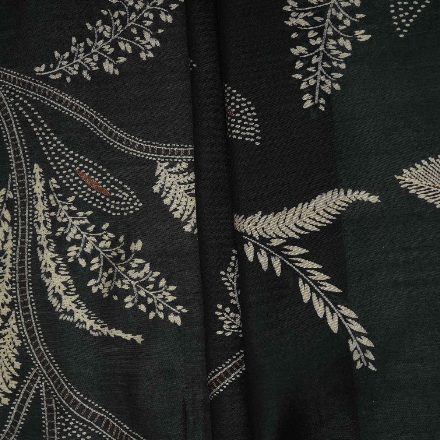 Black Foil floral print Eri Cotton Fabric MTFG-31063