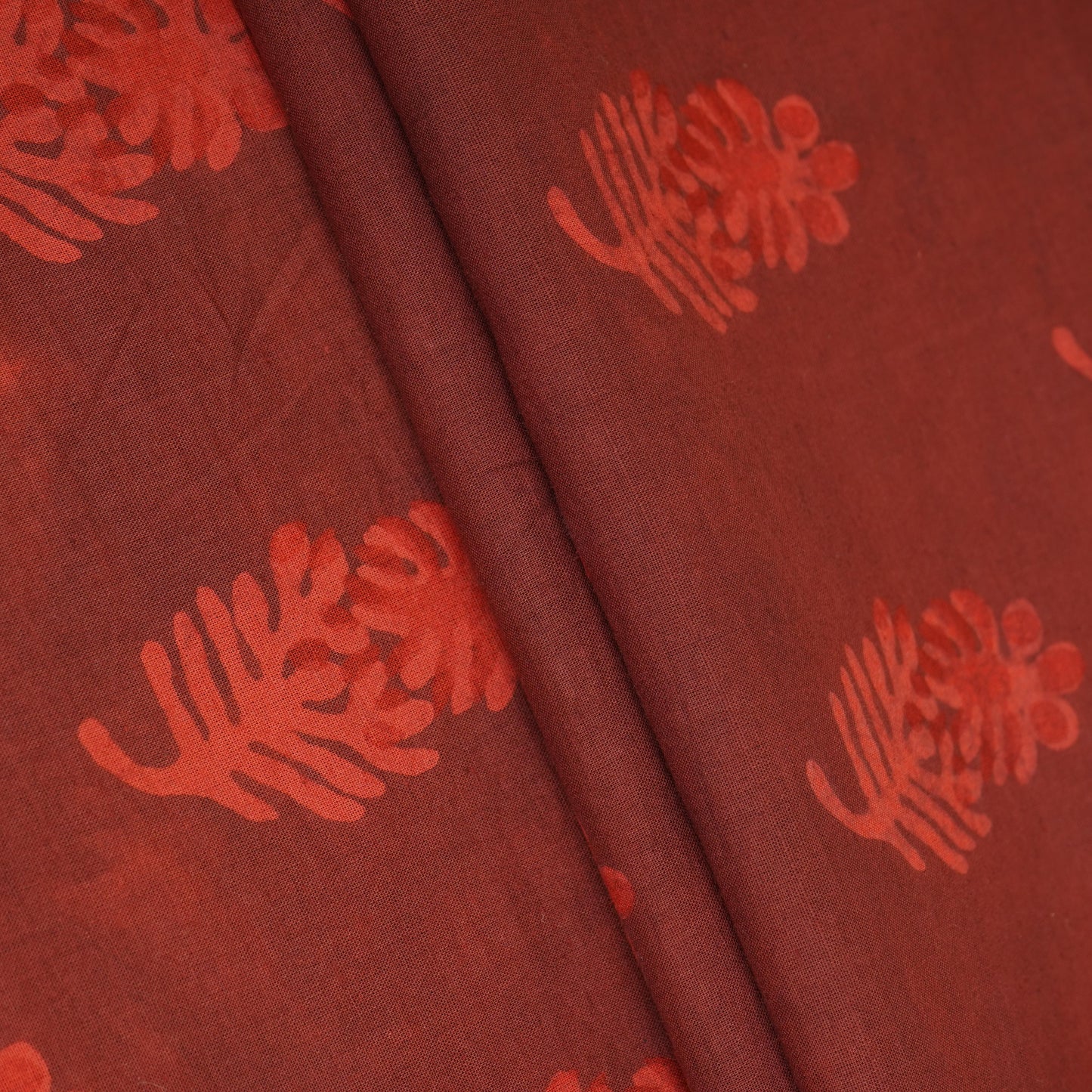 Brick Red Dabu Print Cotton Fabric NC-29651