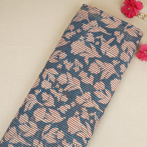 Blue with Multicolor Dabu Print Cotton Fabric NC-29656 - TradeUNO