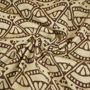 Cream Bagru Print Cotton Fabric NC-29654 - TradeUNO