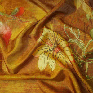 Mustard Yellow floral print Tissue Fabric MTFG-31109 - TradeUNO