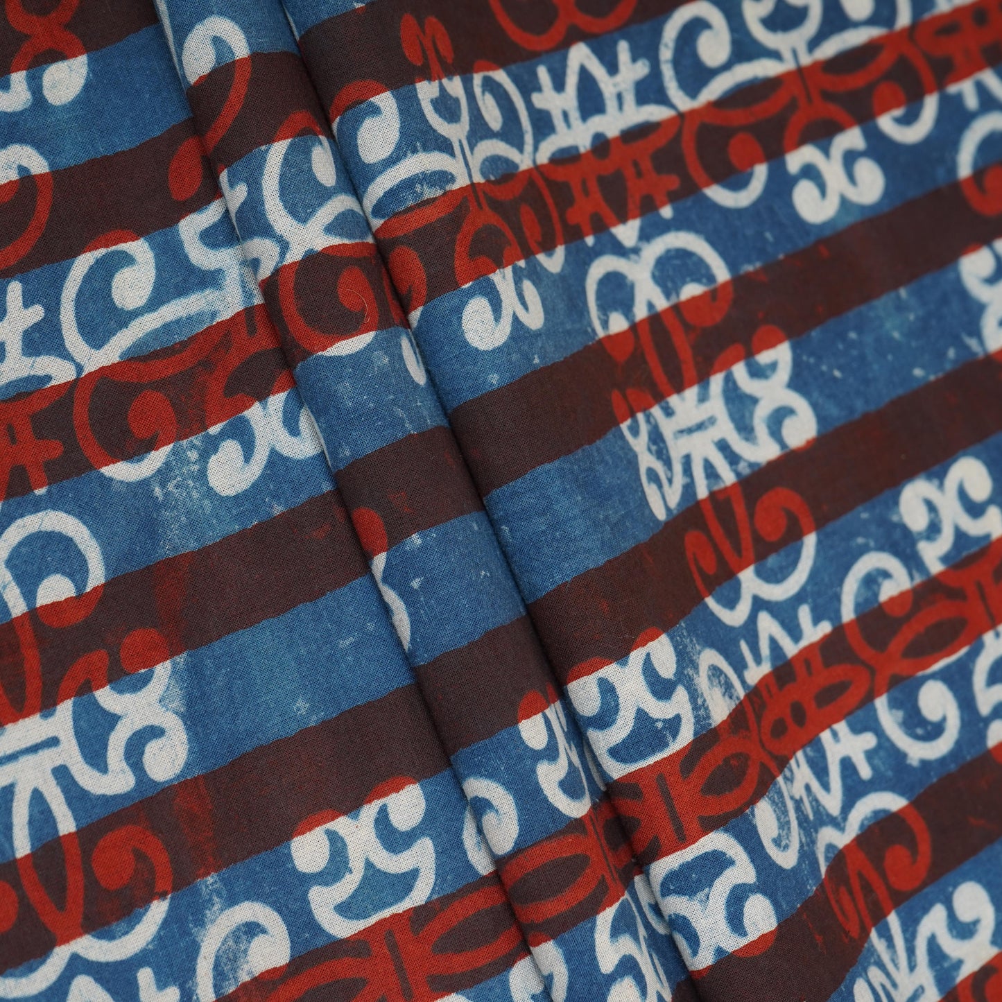 Blue & Red Dabu Print Cotton Fabric NC-29657