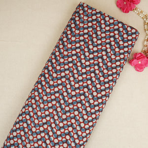 Blue with Multicolor Dabu Print Cotton Fabric NC-29666 - TradeUNO
