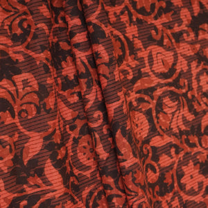 Brick Red with Multicolor Dabu Print Cotton Fabric NC-29659 - TradeUNO