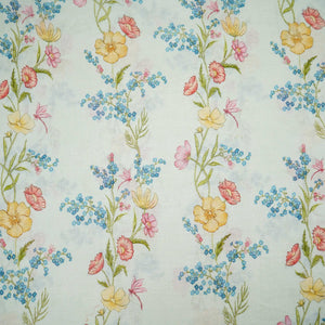 Off White floral print 40s Pure Linen Fabric VF-31328 - TradeUNO