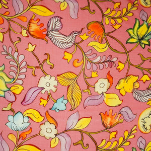 Rani Pink Kalamkari Print Pure 70gm Chanderi Fabric VF-30893 - TradeUNO