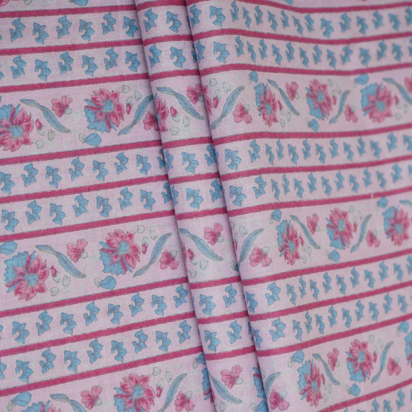 Baby Pink Stripes Print Cotton Fabric AFI-29533