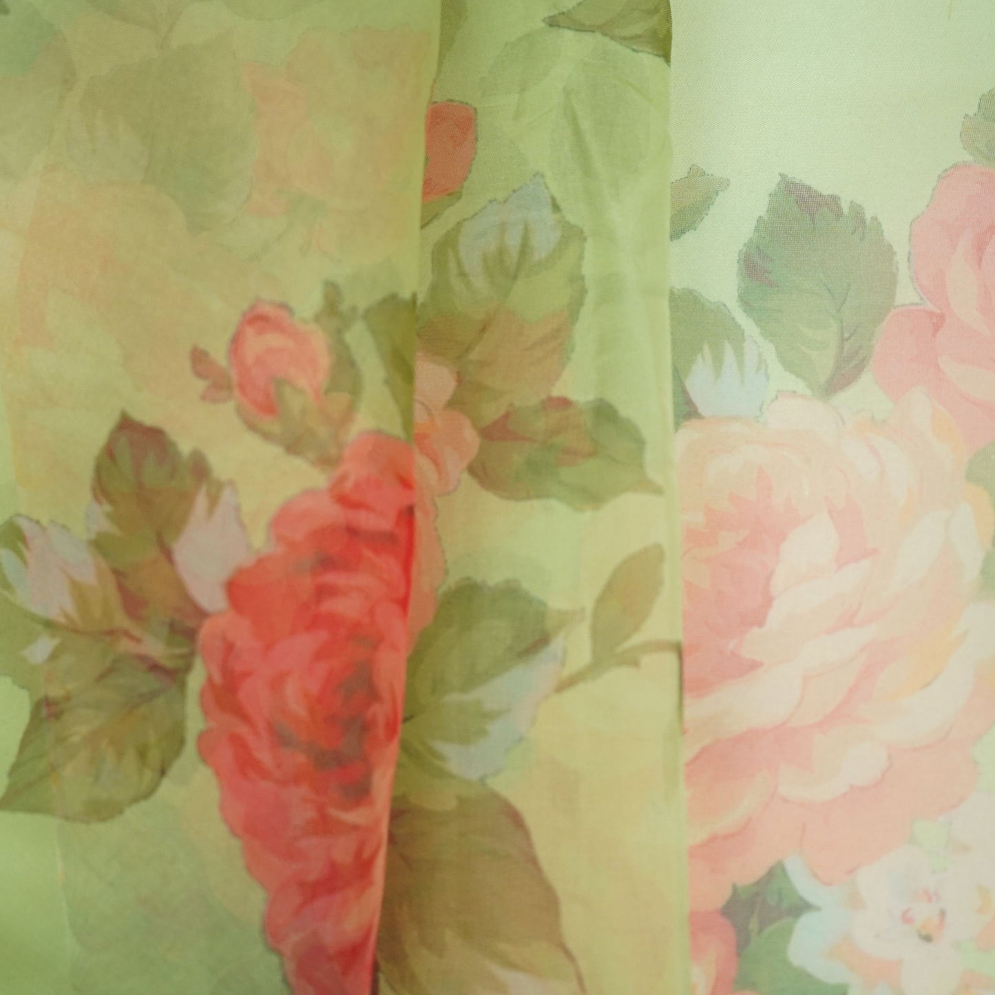 Pista Green floral print Organza Fabric MTF-31486 - TradeUNO