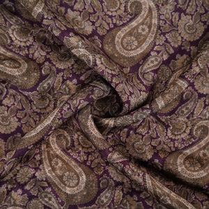Purple Paisley Jacquard print Pure Crepe Fabric MTF-31478 - TradeUNO