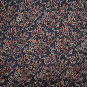 Dark Teal floral Jacquard print Pure Crepe Fabric MTF-31472 - TradeUNO