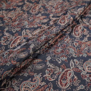 Dark Teal floral Jacquard print Pure Crepe Fabric MTF-31472 - TradeUNO