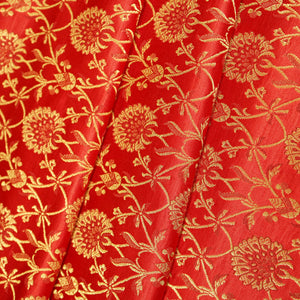 Red Floral Brocade Fabric 22520