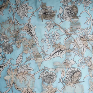 Sky Blue floral print with jacquard Organza Fabric MT-31170 - TradeUNO
