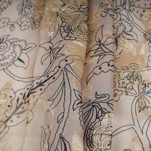 Beige floral print with jacquard Organza Fabric MT-31169 - TradeUNO