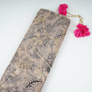 Beige floral print with jacquard Organza Fabric MT-31169 - TradeUNO