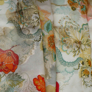 Off White floral print with jacquard Organza Fabric MT-31171 - TradeUNO