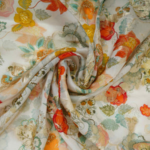 Off White floral print with jacquard Organza Fabric MT-31171 - TradeUNO