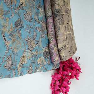 Beige floral print with jacquard Organza Fabric MT-31169 - TradeUNO