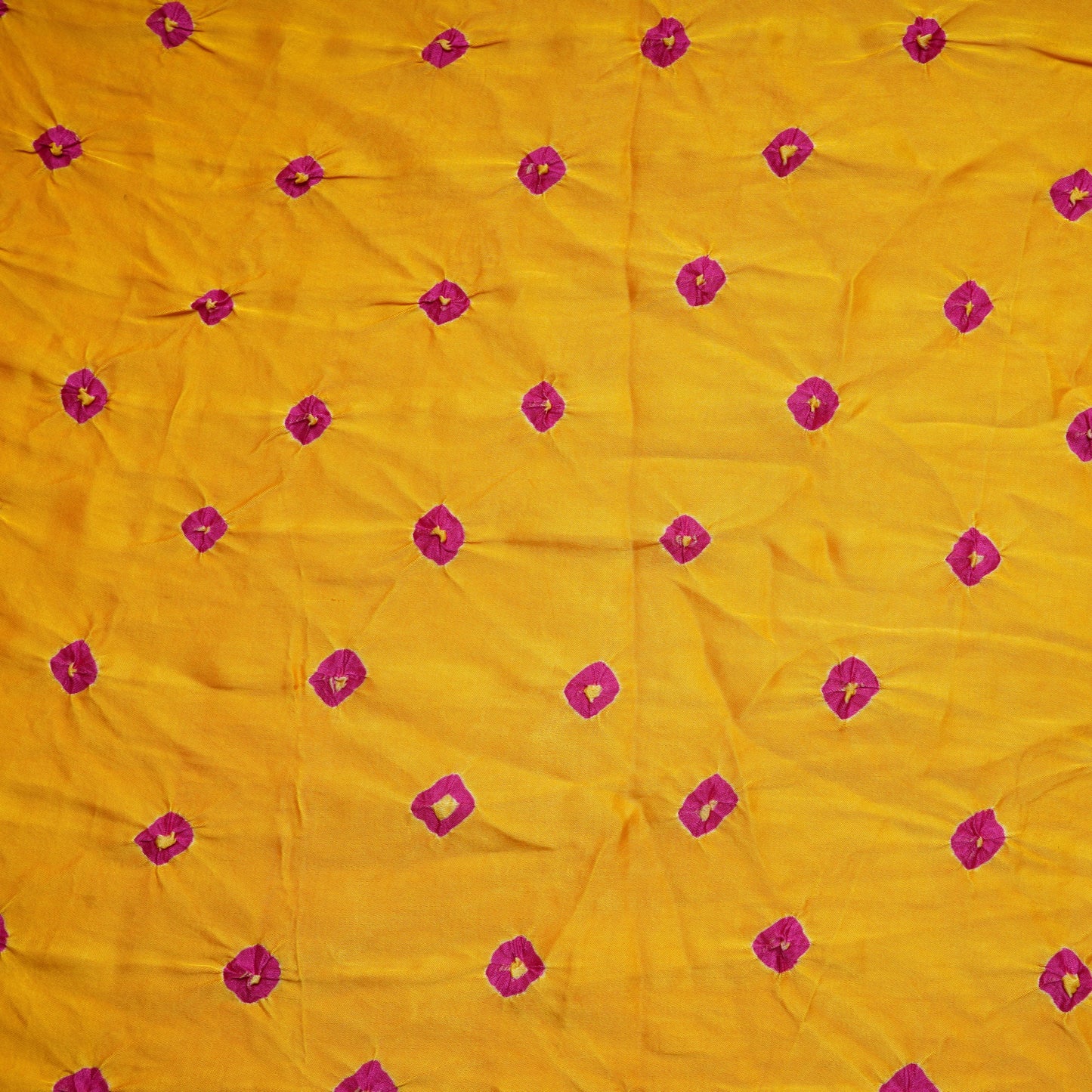 Yellow Bandhani Print Bemberg Silk Fabric 21266