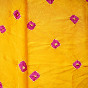 Yellow Bandhani Print Bemberg Silk Fabric 21266