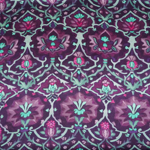 Deep Wine Mughal floral print Bemberg Modal Silk Fabric KTP-31401 - TradeUNO