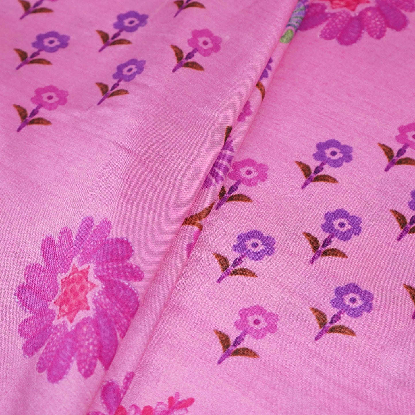 Lotus Pink floral print Bemberg Modal Silk Fabric KTP-31395