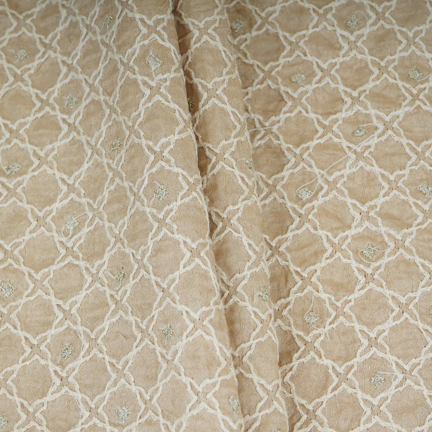 Khaki thread sequins embroidery Mysor Silk Fabric VI-31004