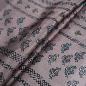 Dusty Mauve Ajrakh print Bemberg Modal Silk Fabric KTP-31433 - TradeUNO