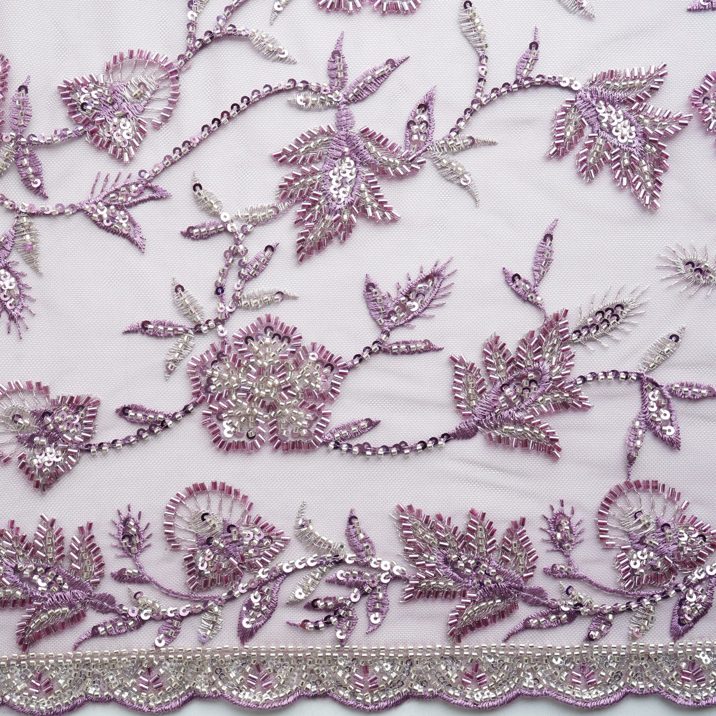 Premium Net Purple Floral CutDana Embroidery Fabric