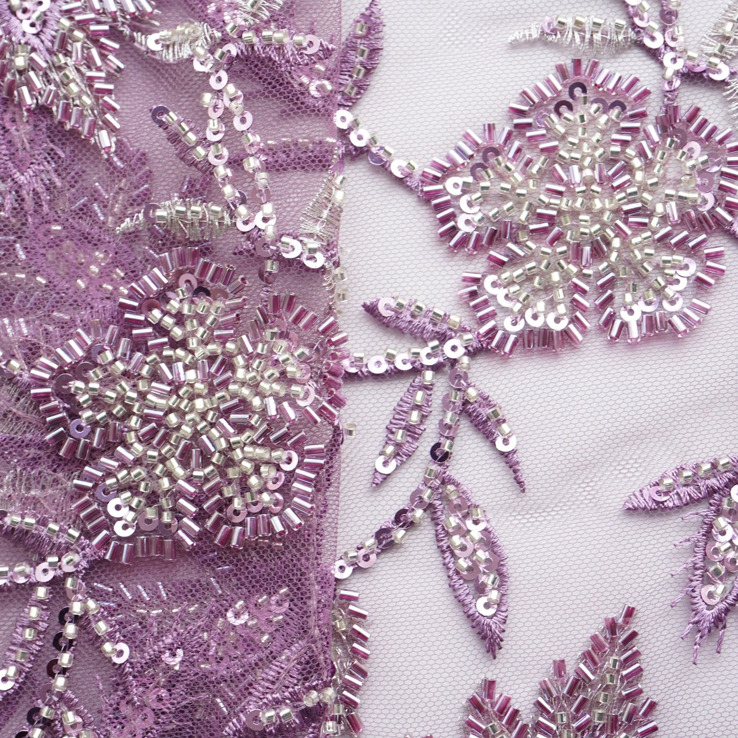 Premium Net Purple Floral CutDana Embroidery Fabric