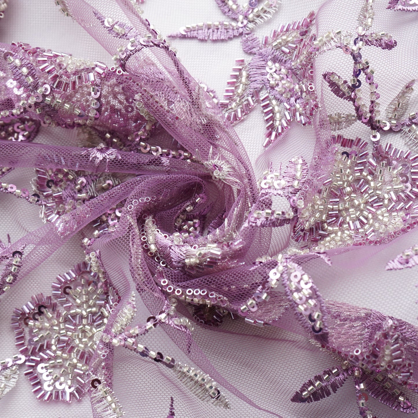 Premium Net Purple Floral CutDana Embroidery Fabric