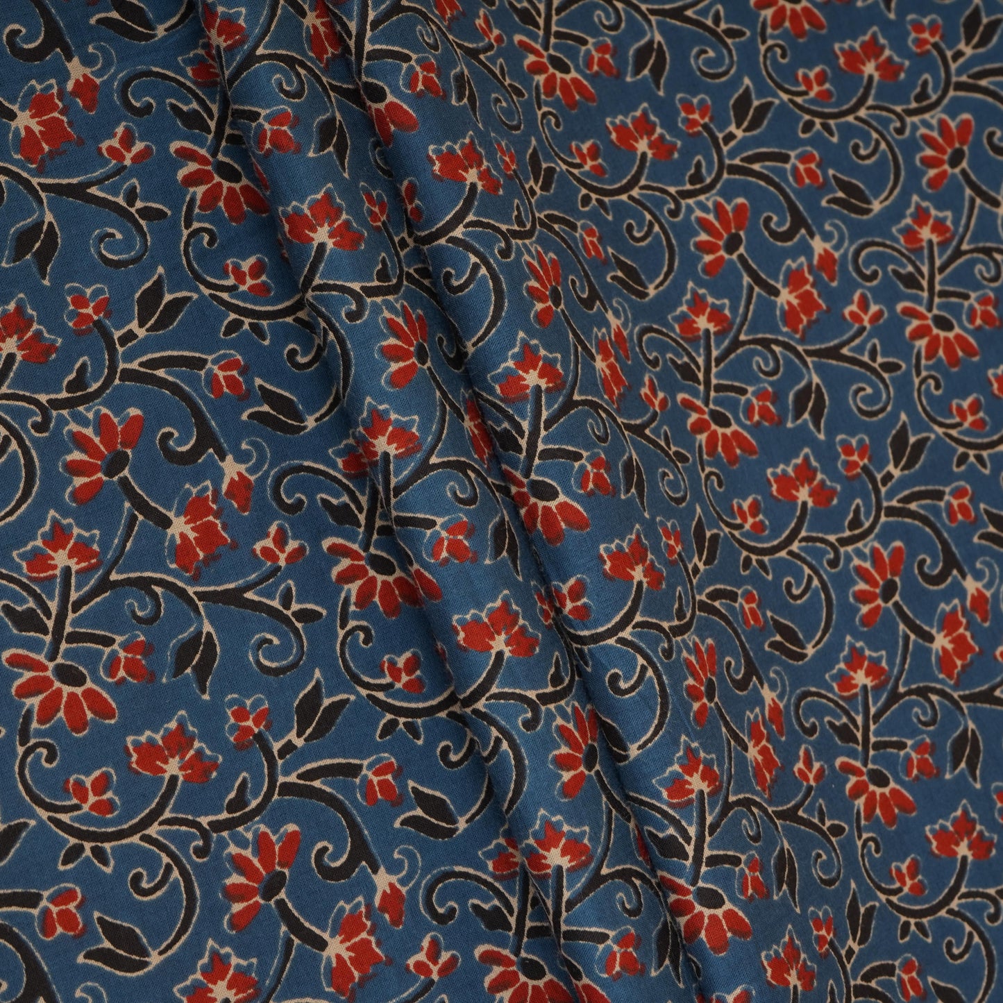 Blue Ajrakh Print Cotton Fabric AFI-29571