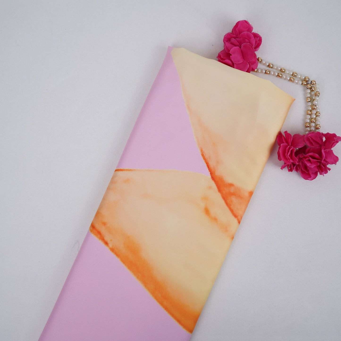 Baby Pink with Blush Pink Abstract print Modal Silk Fabric MTF-31491
