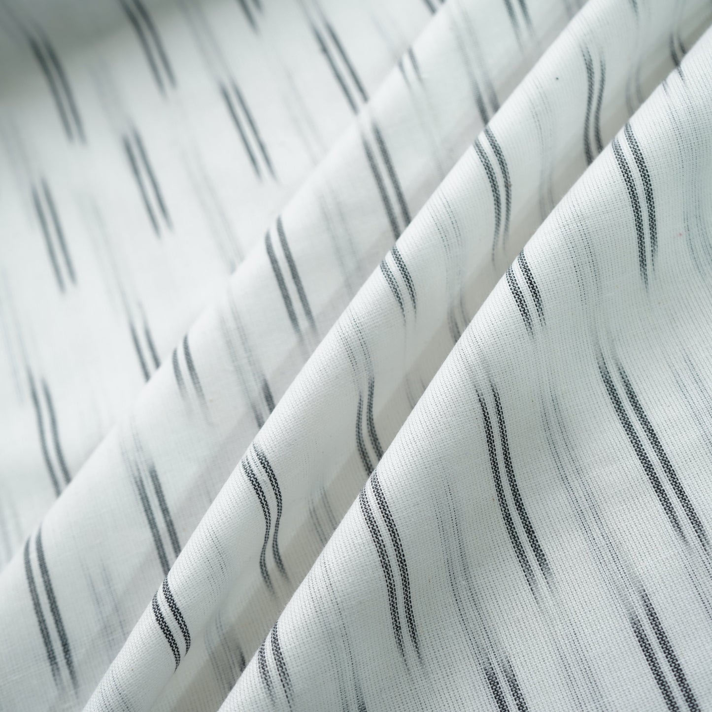 White Black Ikkat Print Cotton Fabric 16298