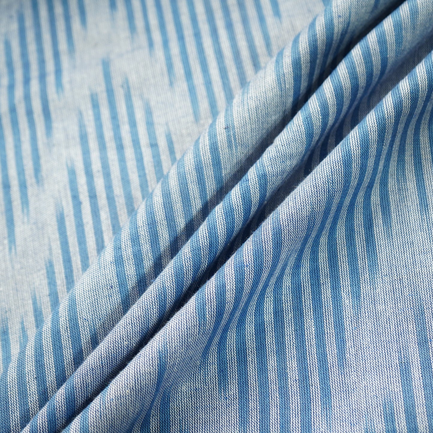 Steel Blue Ikkat Print Cotton Fabric